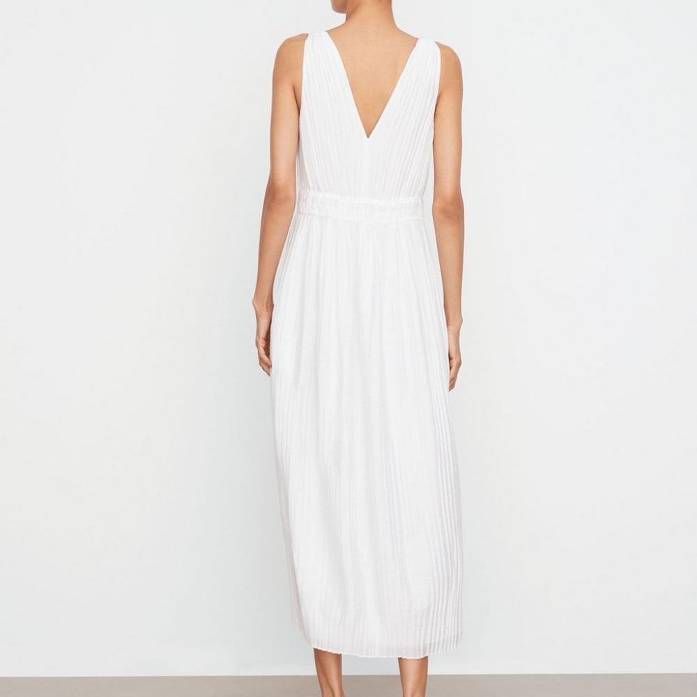 Vince Pleated Double V-Neck Dress